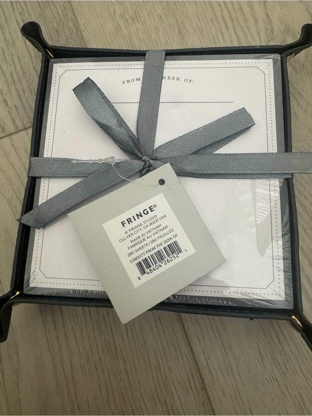 Fringe Studio Gray Leather Tray with 280 NoteSheets